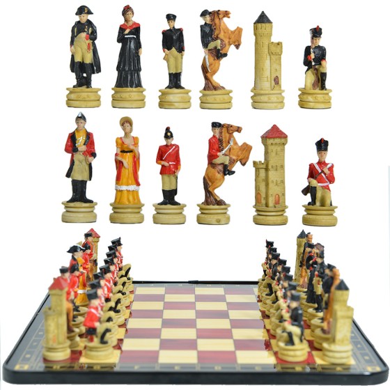 [Napoleonic Wars Theme]3D Figurine Chess Set with Retro Military Style - Collector's Edition Chess Pieces & Desktop Decor